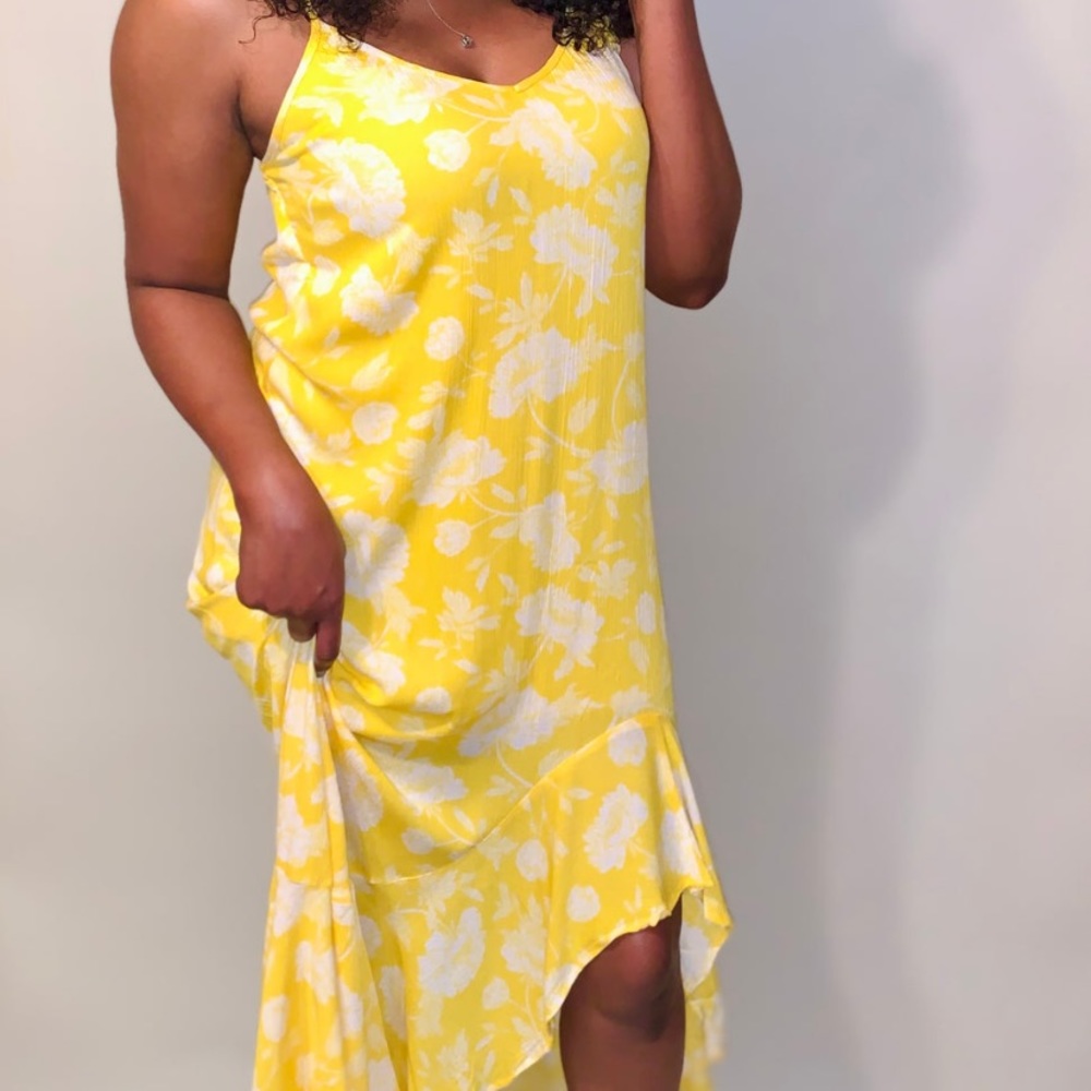 Spaghetti strap hi/low maxi dress